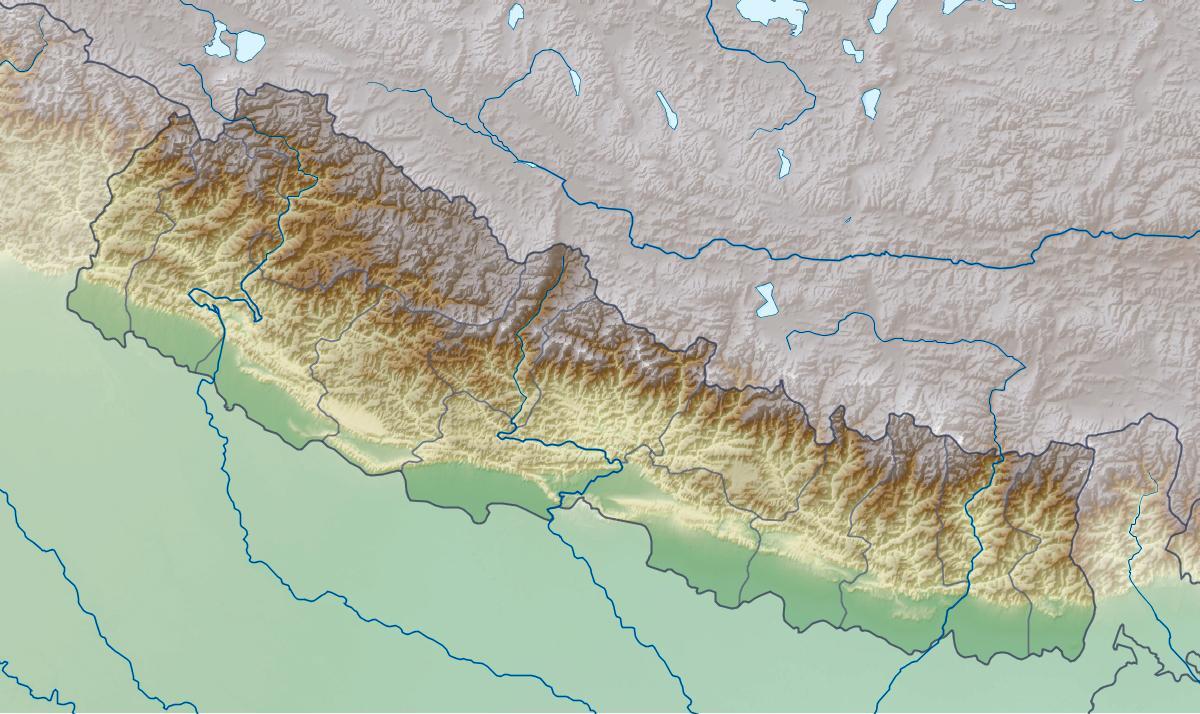 Mapa fyzické nepálu