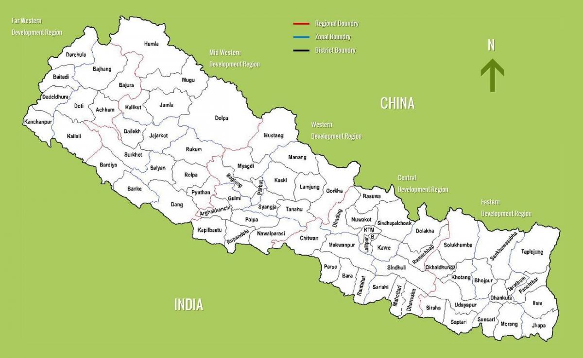 nepál turistických atrakcí mapě