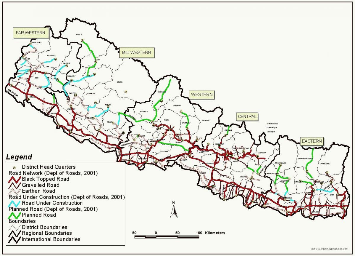 Mapa nepálu fast track road