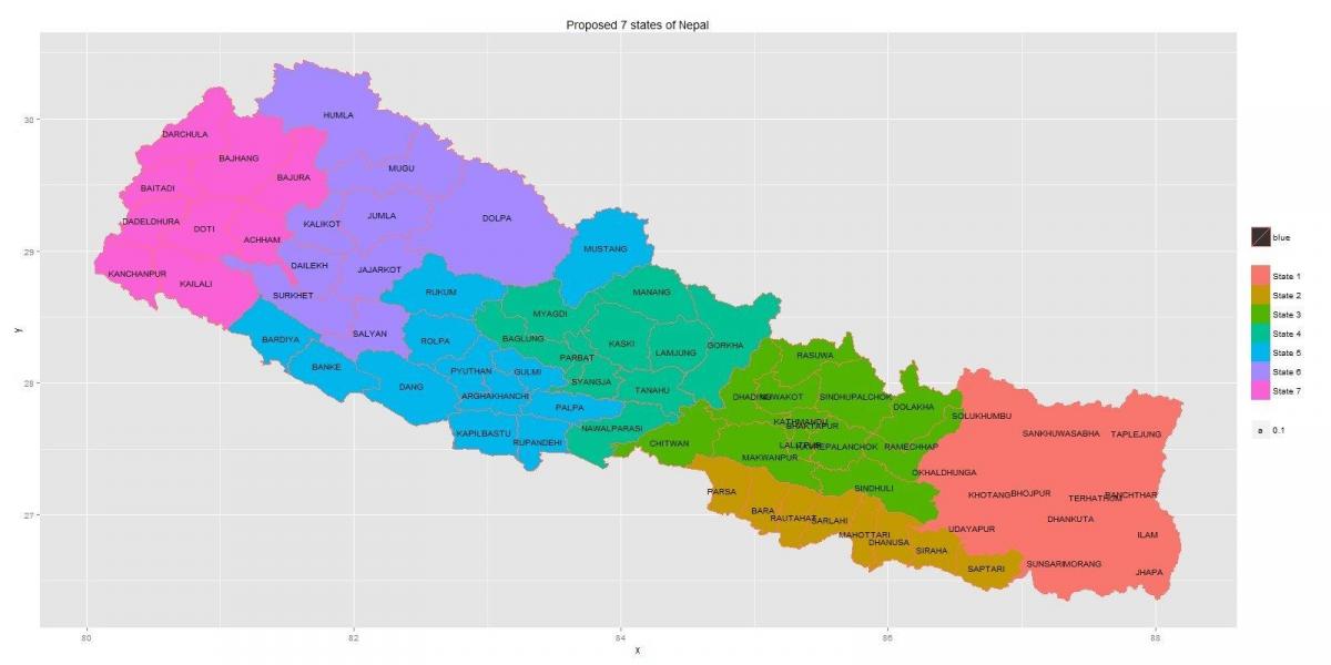 nová mapa nepálu s 7 státní