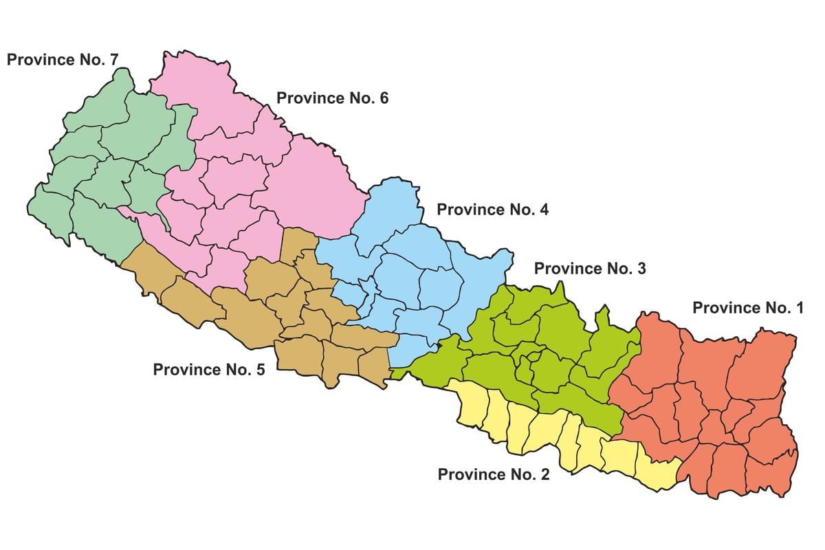 mapa nepálu, federální