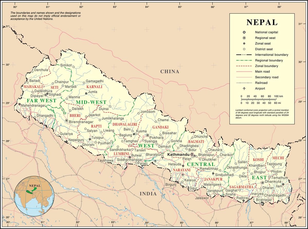 železniční mapa nepálu