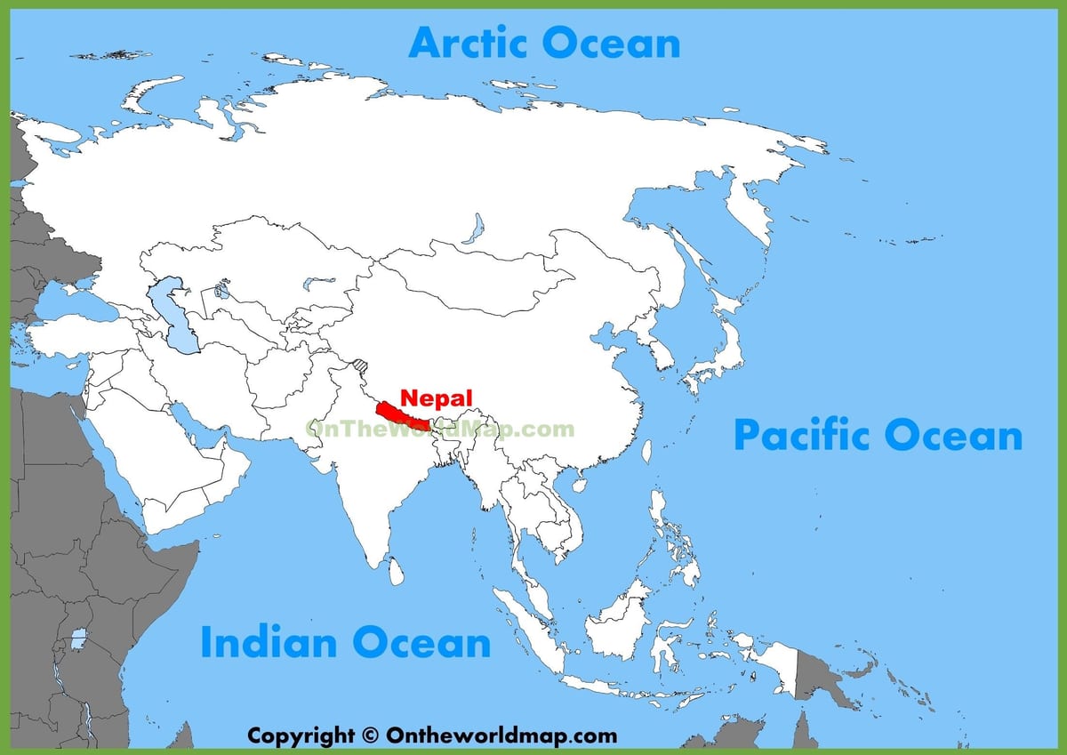 nepál v asii mapě