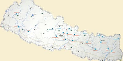 Mapa nepálu s jezery