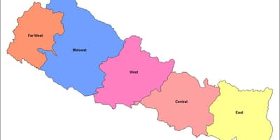 Mapa východní rozvoj regionu, nepál