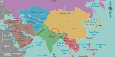 Mapa nepálu a okolních zemích