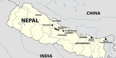 Mapa nepál, himaláje