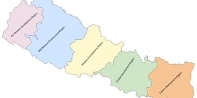 Mapa nepálu s rozvojem regionu