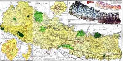 Silniční mapa nepálu s vzdálenost