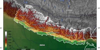 Mapa satelitní nepálu